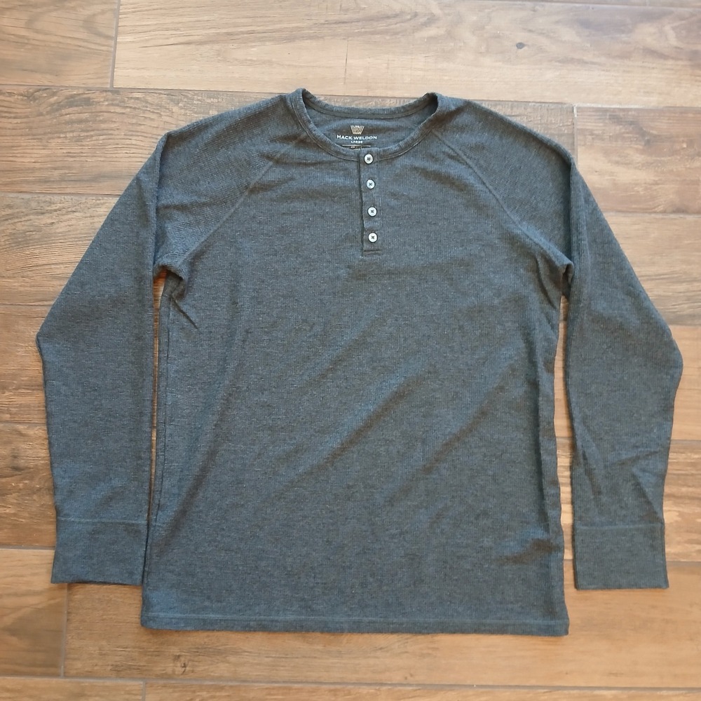 Mack Weldon Gray Long Sleeve Henley Shirt